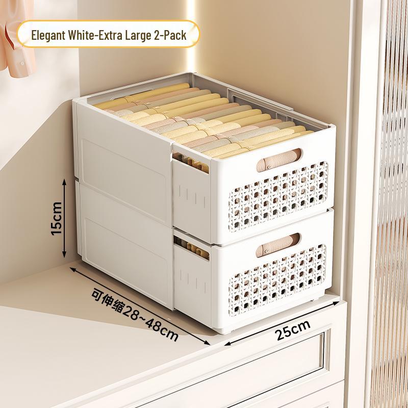 Retractable Wardrobe Drawer: Layered Organizer for Pants and Clothing Storage