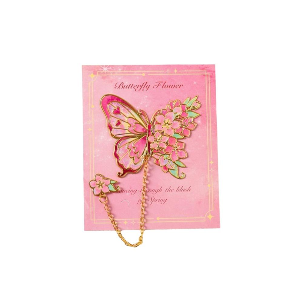 Tassel Chain Metal Butterfly Bookmark Hollow Flower Flower Painting Bookmark  For Book Lovers