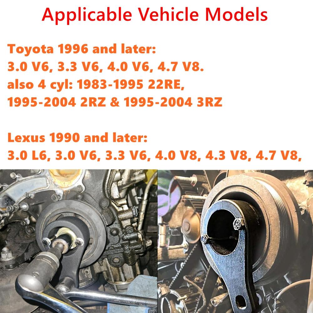 One Set Crankshaft Damper Pulley Holding Fixing device Crank Holder Tool with 2PCS Crank Bolts For Toyota For Lexus Black