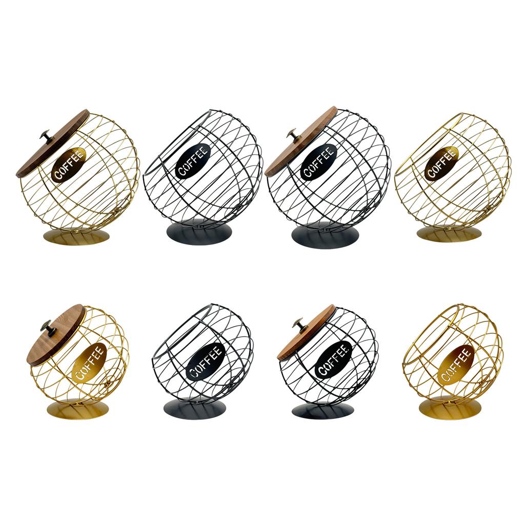 Iron Art Fruit Storage Basket Large Capacity Coffee Capsules Organizer Espresso Pods Dispenser for Kitchen Countertop