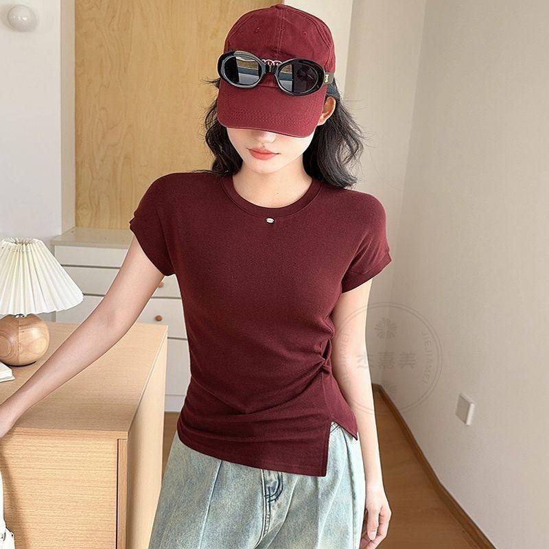 T Shirt Women Spring Autumn Oversize Loose Fit With Ruffles For Casual Wear