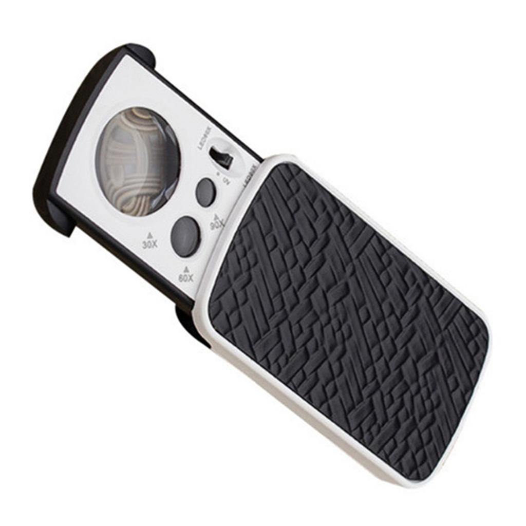 High Magnification Foldable LED Magnifier 30X 60X 90X Optical Acrylic Magnifying Lens For Precisions Inspection