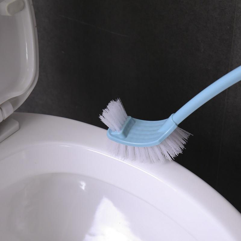 Plastic Toilet Brush Holder Set Bathroom Cleaning Kit Cleaner Curved Toilet Cleaning Brushes Househo