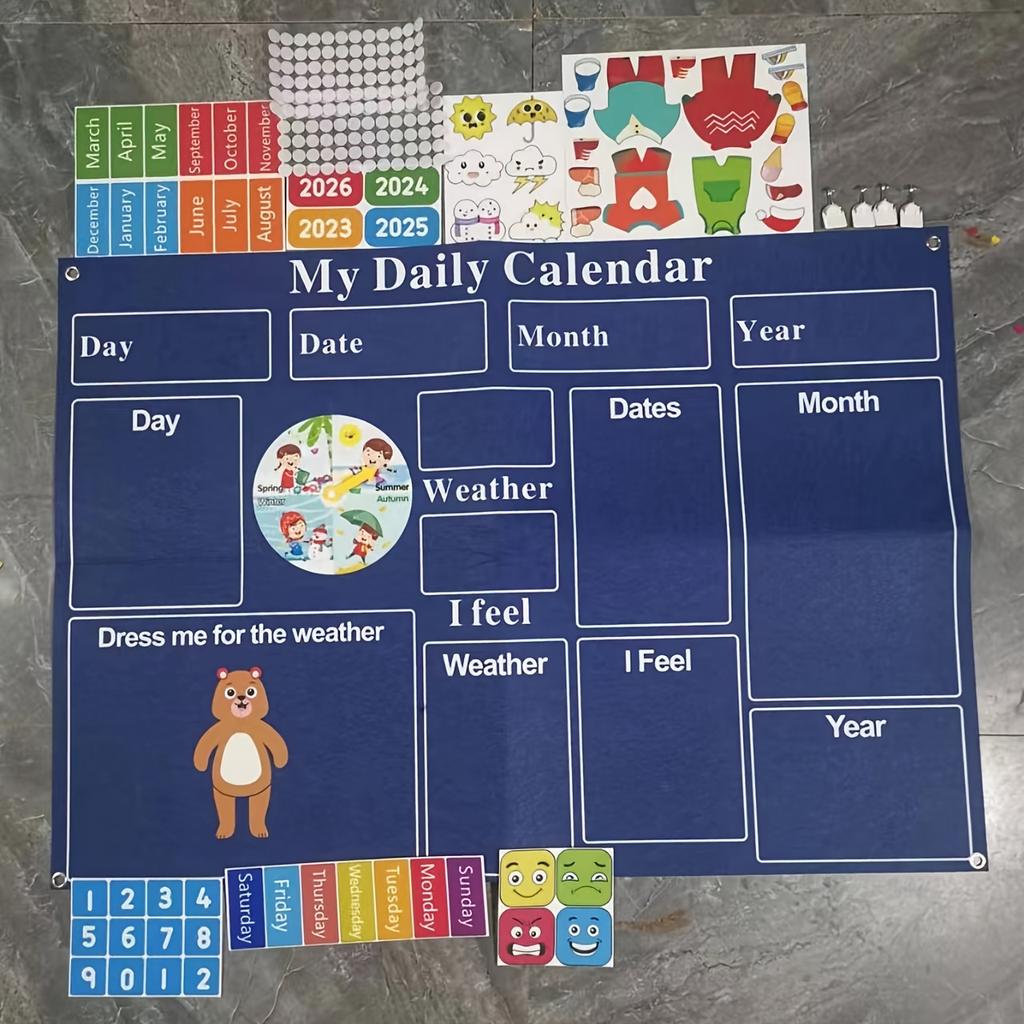 My First Daily Calendar - For Kindergarten Classrooms, A Loop Time Learning Center, A Weekly Chart For Children's Learning