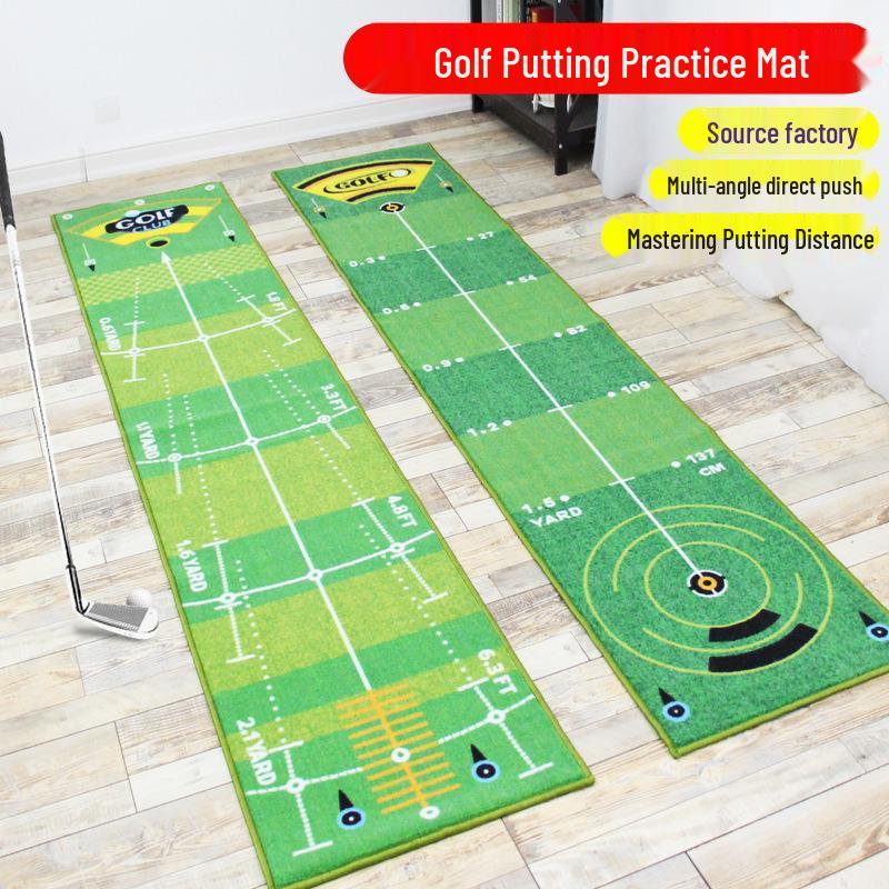 Indoor Golf Putter Practice Mat - Easy-Care Crystal Velvet Surface