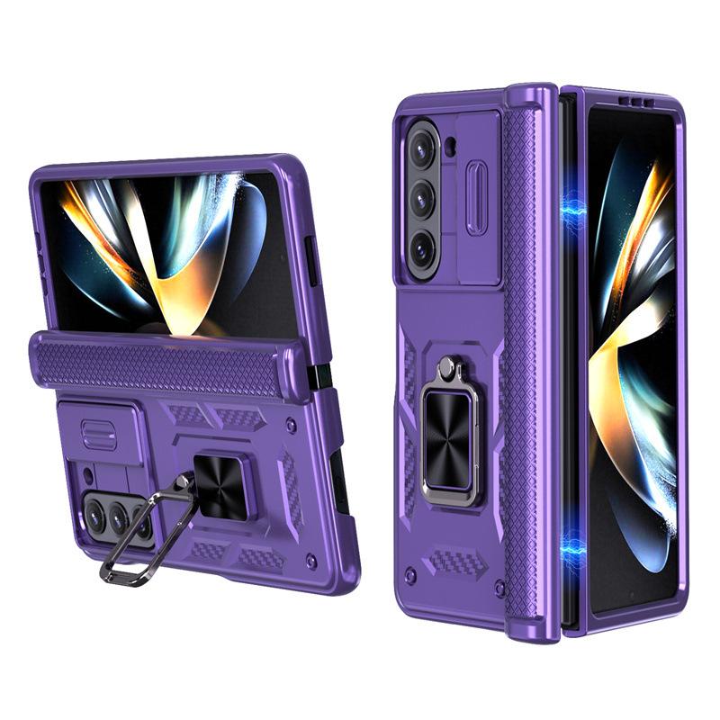 Odolné pouzdro Hinge Protection Phone Armor pro Samsung Galaxy Z Fold 8 Ultra / 7 6 5 s 360° magnetickým kroužkem a stojánkem