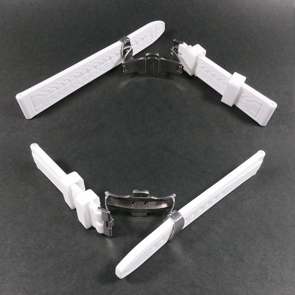 Swatch X Omega Compatible Rubber Strap with Type D-buckle, Double-line (white/white Line)