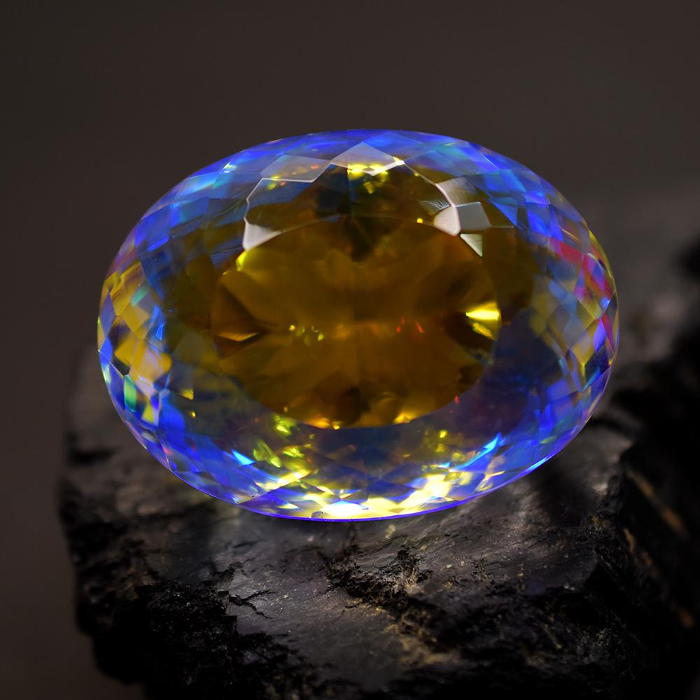 Lab-Created Rainbow Topaz Loose Gemstone Mystic 213 Ct Oval Cut for Jewelry Making and Crafts