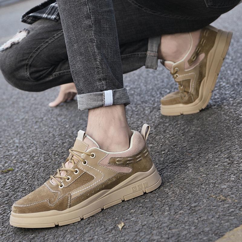 Round head board shoes casual shoes sewing line men's pigskin board shoes versatile trendy shoes outdoor pig eight leather men's shoes