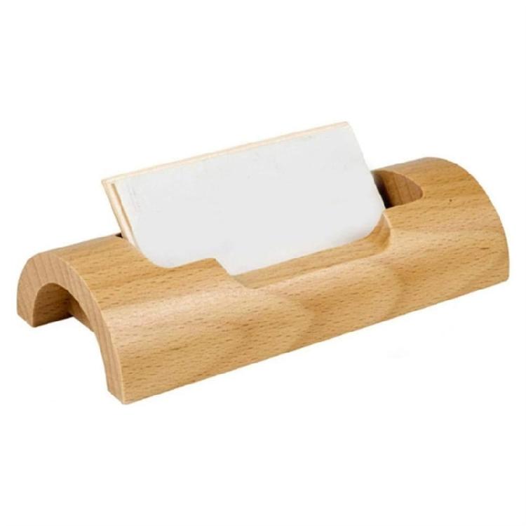 

Wooden Card Case Beechwood Desk Box For Modern Work space Card Display Hold 1