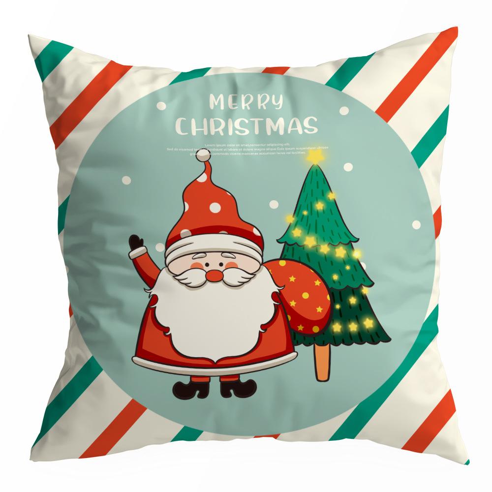 Christmas Pillowcase Cartoon Santa Claus Home Sofa Car Cushion Printed Pillowcase