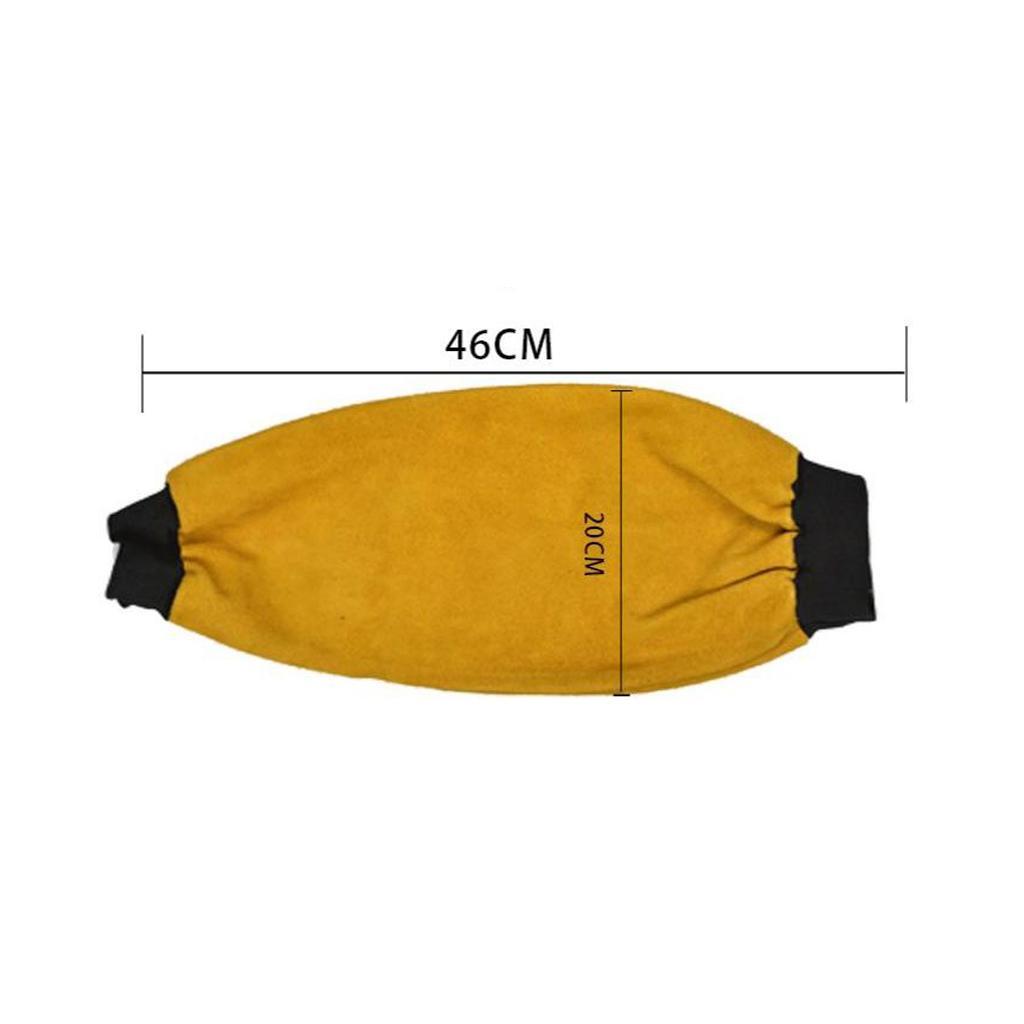 Popular Heat Resistant 19" Long Cowhide Leather Welding Sleeves Yellow A