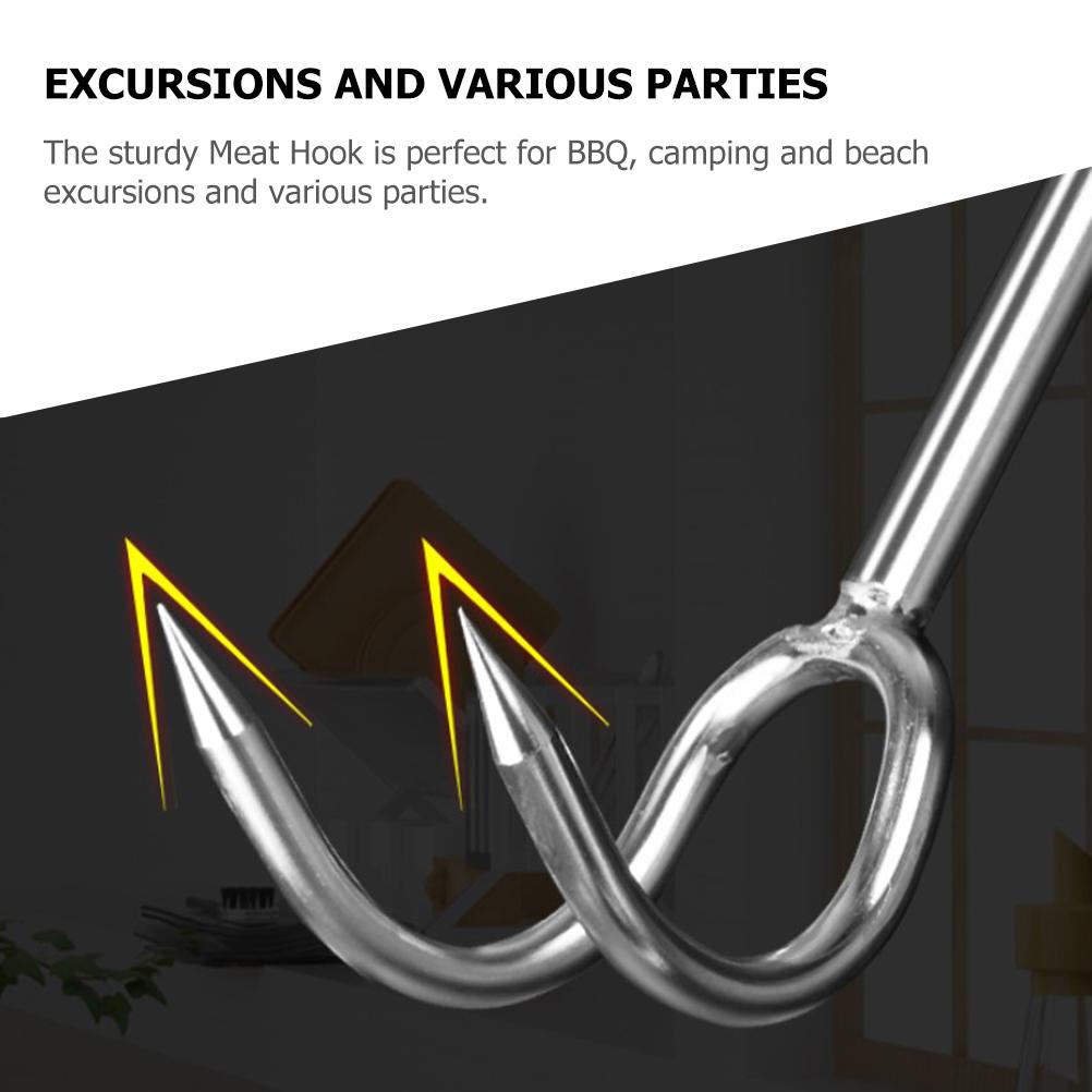 Stainless Steel Meat Hook for BBQ Camping Beach Perfect for Roasting Meat Chicken Wings Hot Dogs Kitchen Helper for for Butcher