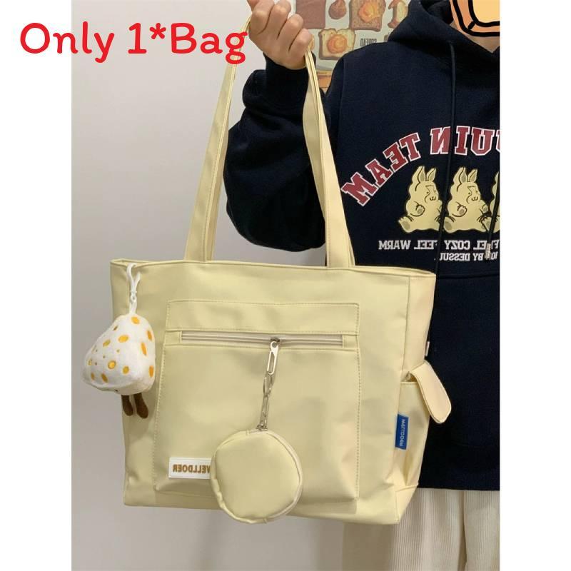 Borsa a Tote in Nylon da Donna con Grande Capacità e Chiusura a Zip per Uso Quotidiano