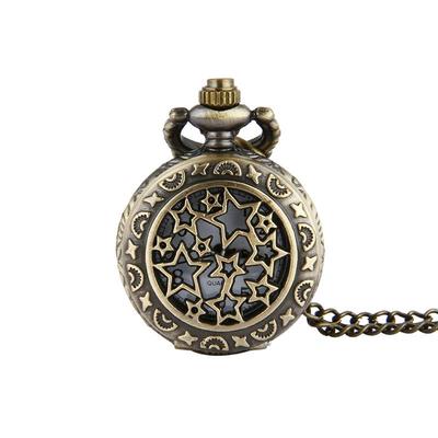 Kleine Vintage Stern-Taschenuhr mit Kette, Modell 6138