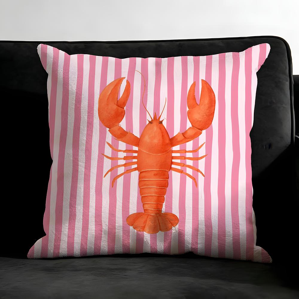 Ocean Life Theme Striped Cushion Cover Pillowcase Ultra Soft Skin Friendly Fabric Cloud Like Comfort & Concealed Zipper