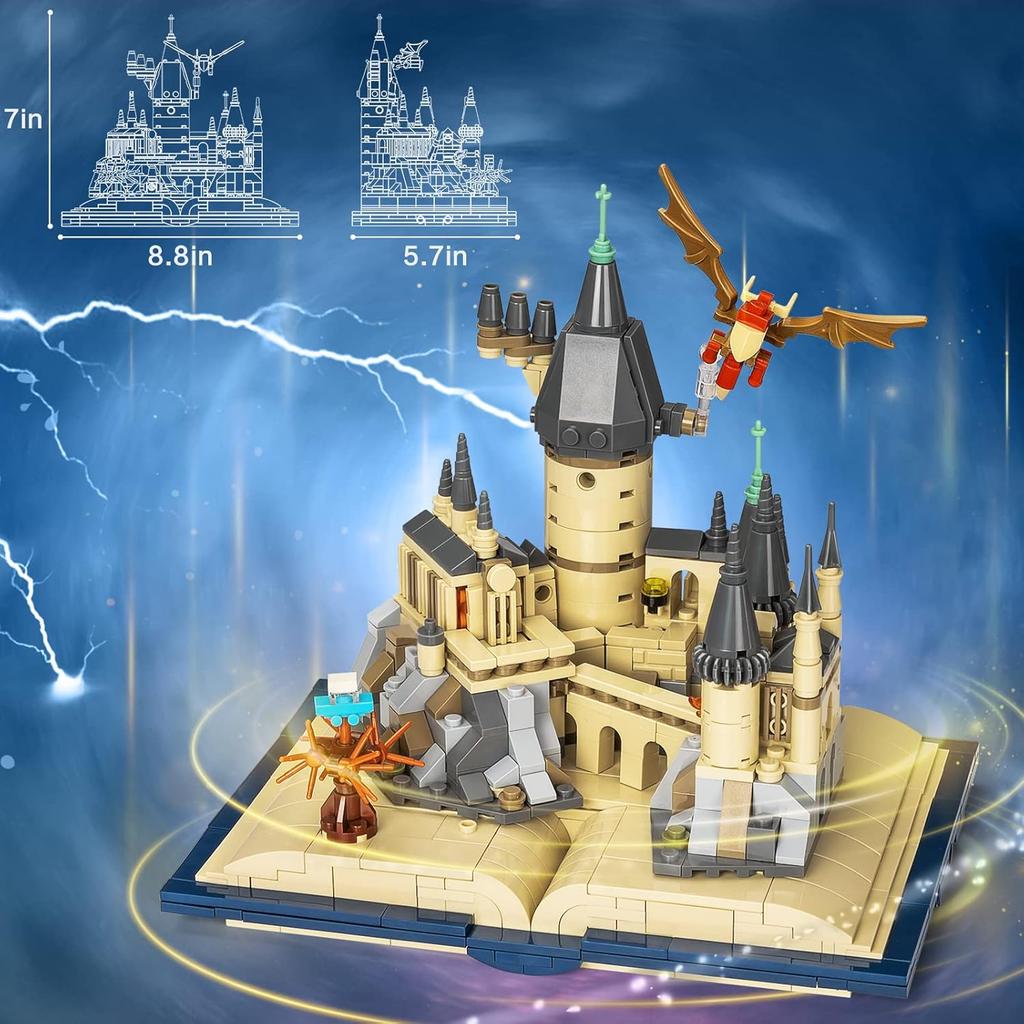 Magic Castle Book Building Set, Creative Castle Architecture Building Blocks Toy, Wizarding World Collectible Display Model for Adults, Gift for Boys