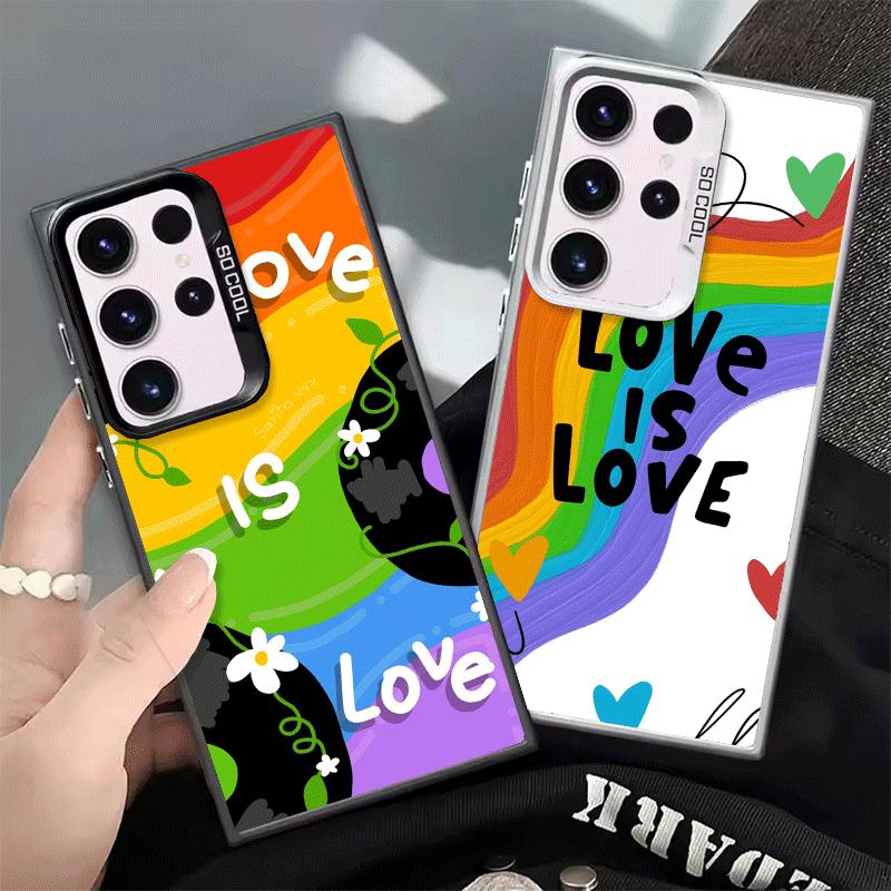 LGBT Rainbow Love Is Love Soft Phone Case for Samsung Galaxy S24 S25 FE S26 Edge S23 Ultra S22 Plus S21 + Shockproof Cover Back