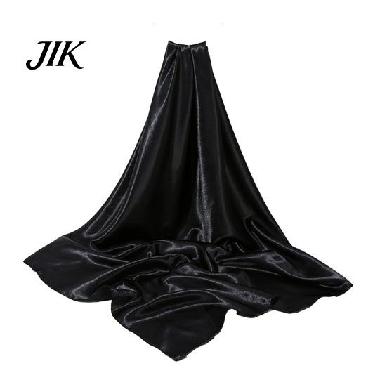 Pilling-resistant Shawl Women Solid Color Soft Simulated Silk Smooth Lightweight Breathable Satin for Everyday Travel Parties Non-fading чёрный