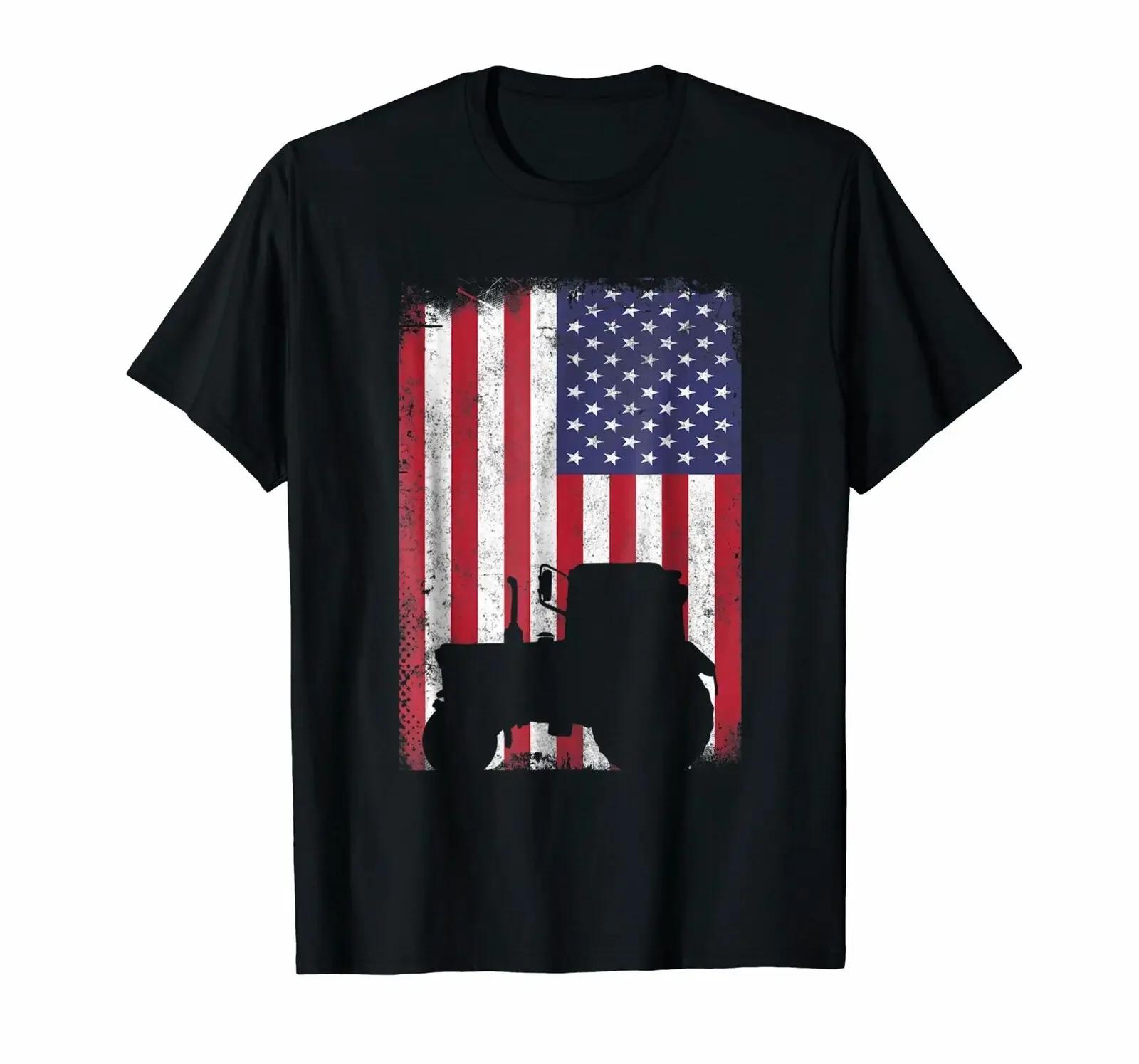 Vintage Farming American Flag Tractor Farmer TShirt 100 Cotton ONeck Summer Short Sleeve Casual Unisexs Tshirt Size S3XL S