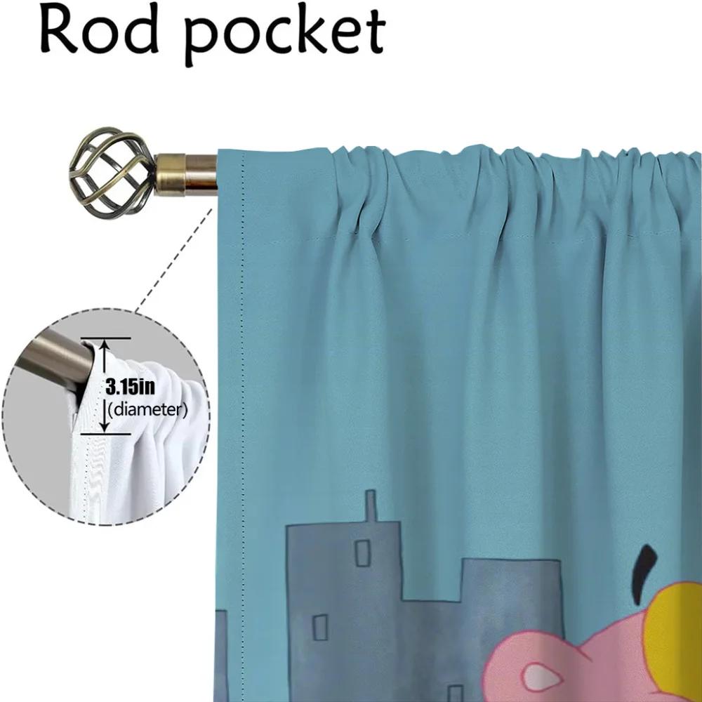 Pink Panther Elegant Room Curtains for Camera Partition Window Curtain for Room 2 Panel Halloween Decoration Shades Living Child