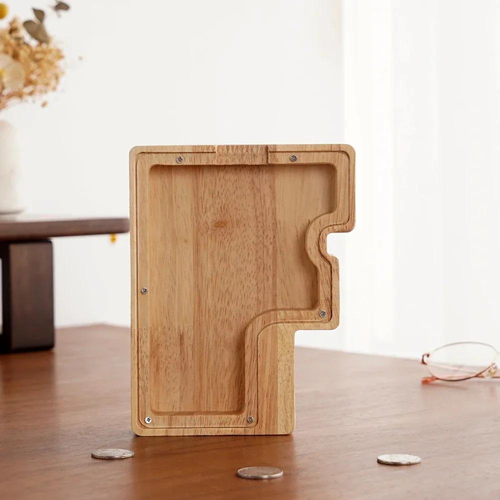 Wooden 26-letter English Letter Piggy Bank In Stock Children's Small Toy Storage Box Transparent Acrylic Piggy Bank Home Decor