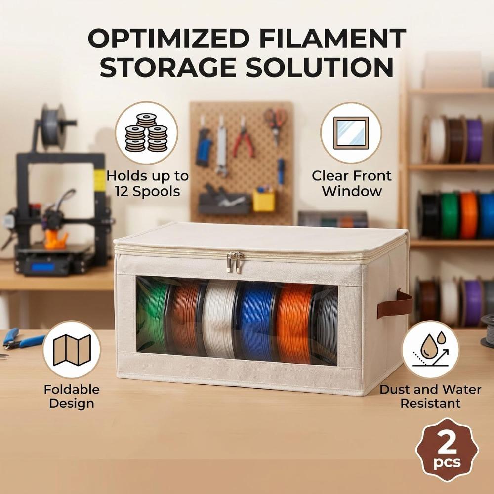 Foldable 3D Printer Filament Storage Clear Front Window Spool Storage Case  Home Studio