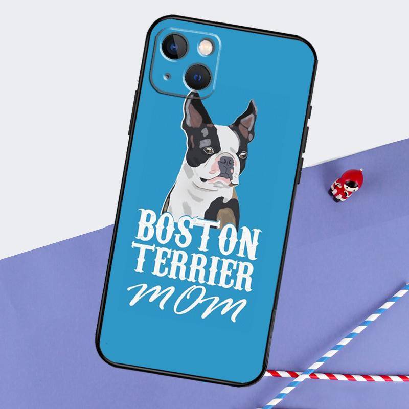 Boston Terrier Dog Phone Case For iPhone 16 Pro Max 12 13 Mini 11 14 15 Pro Max XR 15 16 Plus 16e Back Cover