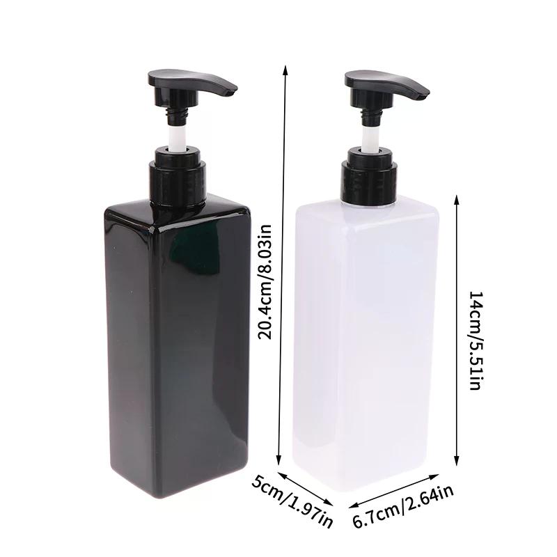 500ml Body Lotion Square Bottle PET Plastic Shower Gel Shampoo Press Pump Bottles Durable Refillable Containers For Liquid Soap