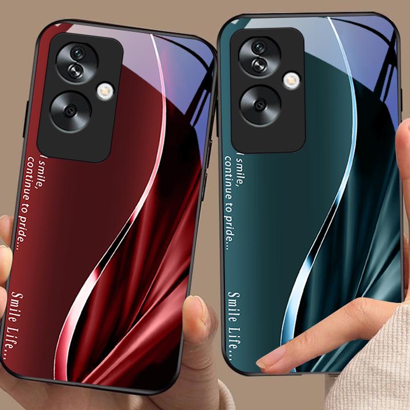 New Soft Brown Red For Oppo A79 5G 58 78 74 60 4G Reno 11F Realme GT 6 11 Note 50 10 C55 X2 Tempered Glass Black Phone Case