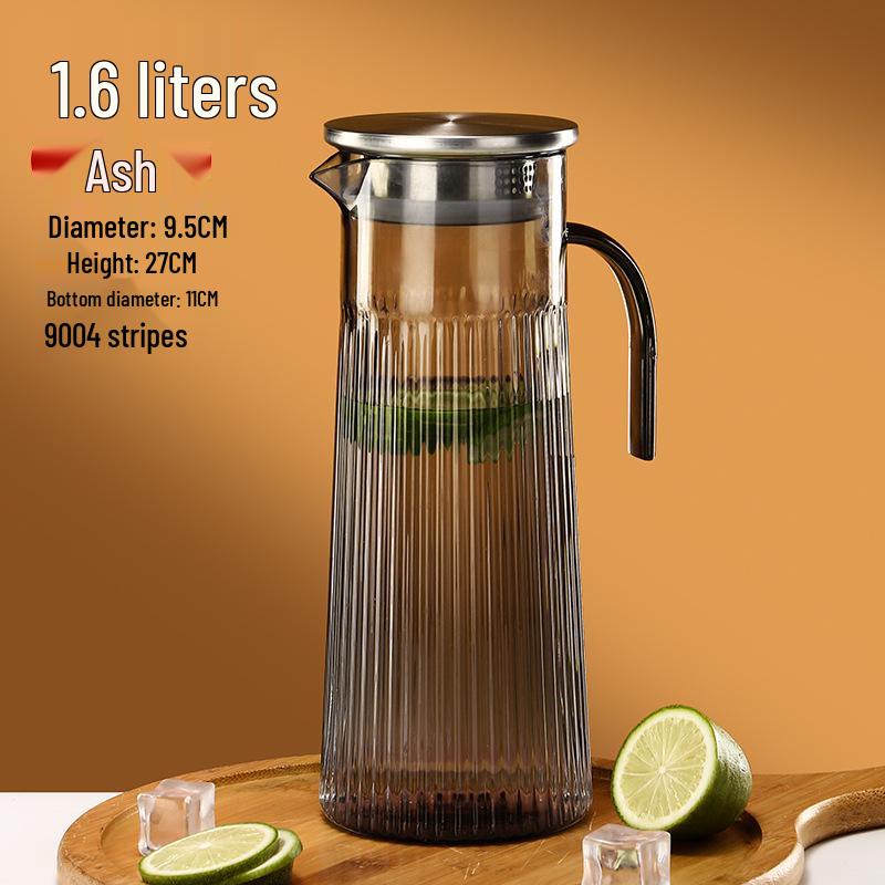 Commercial Cold Water Striped Acrylic Pitcher - Durable and Drop-Proof for Juice, Tea, Water, or Lemonade.