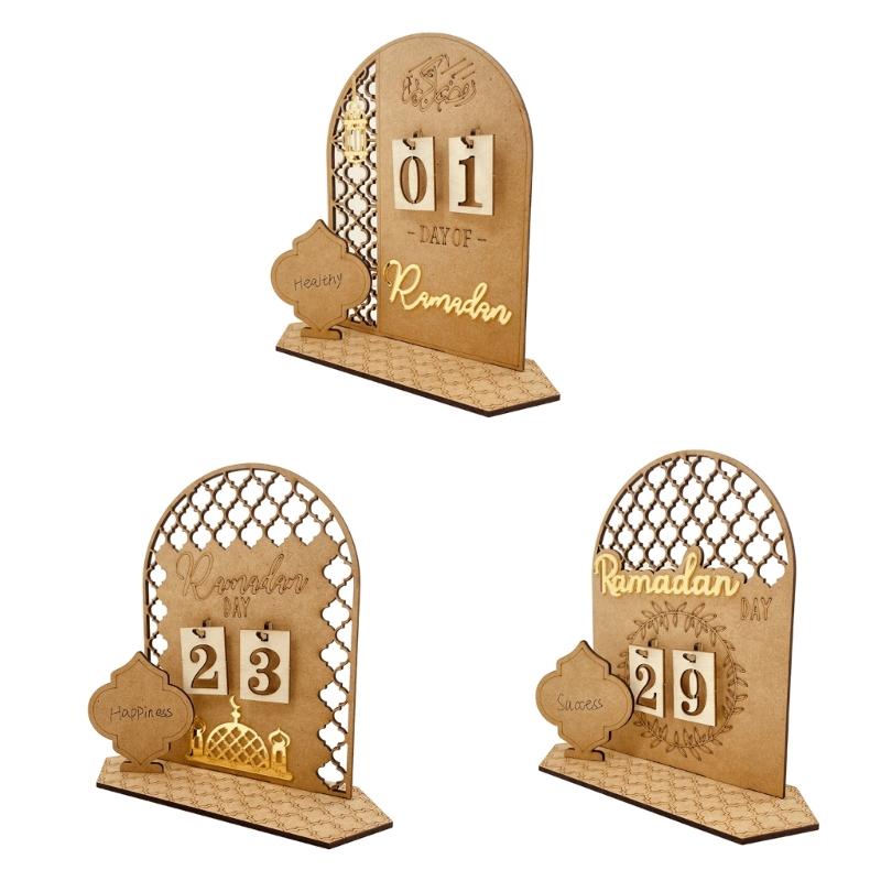 Eid Mubarak Ramadan Countdown Calendar Decorative Crafts Art Ornament for Holiday Festival Party Background