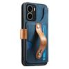 Per Realme 14 5G Custodia Portafoglio Retro in Pelle Cover per Telefono con Cinturino da Polso Cavalletto