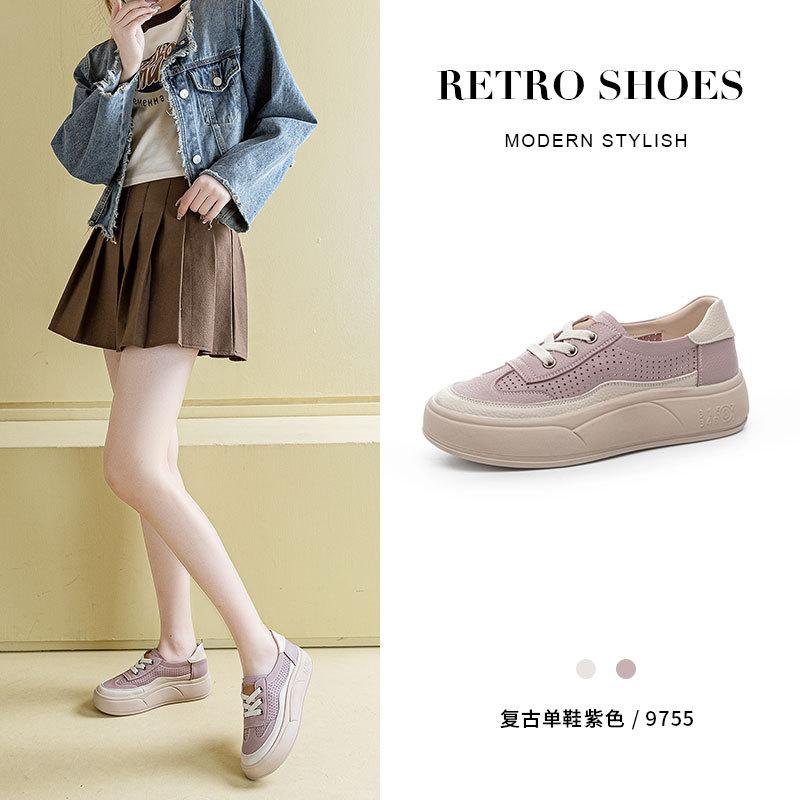 

Корейская версия ретро повседневной обуви на толстой подошве, детская летняя универсальная обувь с внутренней высотой, маленькие белые туфли, дышащие кеды, мягкая-с 40