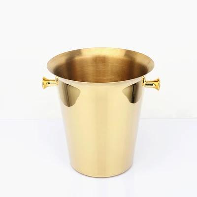Stainless Steel Bar Ice Bucket Two Handles Champagne Bucket golden Gold Wine Bucket Spit Wine Barrel Container Ktv Club Bar tool