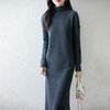 Women Sweater Dress 100% Wool MODERN NEW SAGA Turtleneck Knit Long Pullover Winter Jumpers Wool Long Dress Female