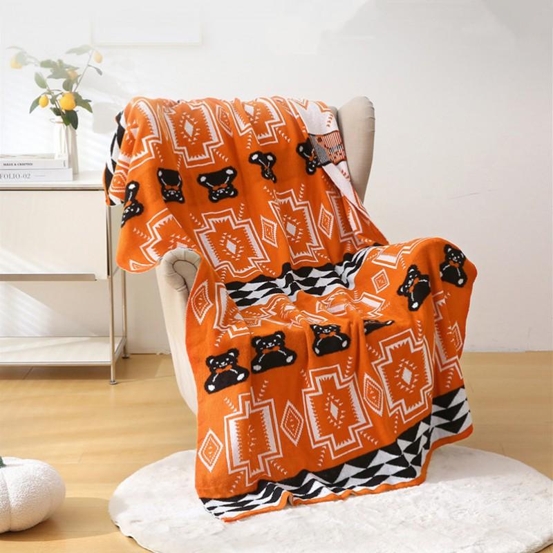 Knitted Throw Blanket Sofa Bed Office Nap Geometric Ins Style Soft Fleece Warm All Season