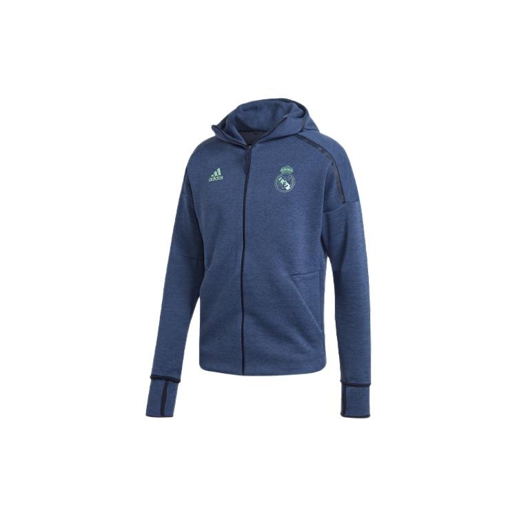 adidas Colorblock Casual Sports Soccer/Football Real Madrid Hooded Jacket Navy Blue Men s DX8699 M