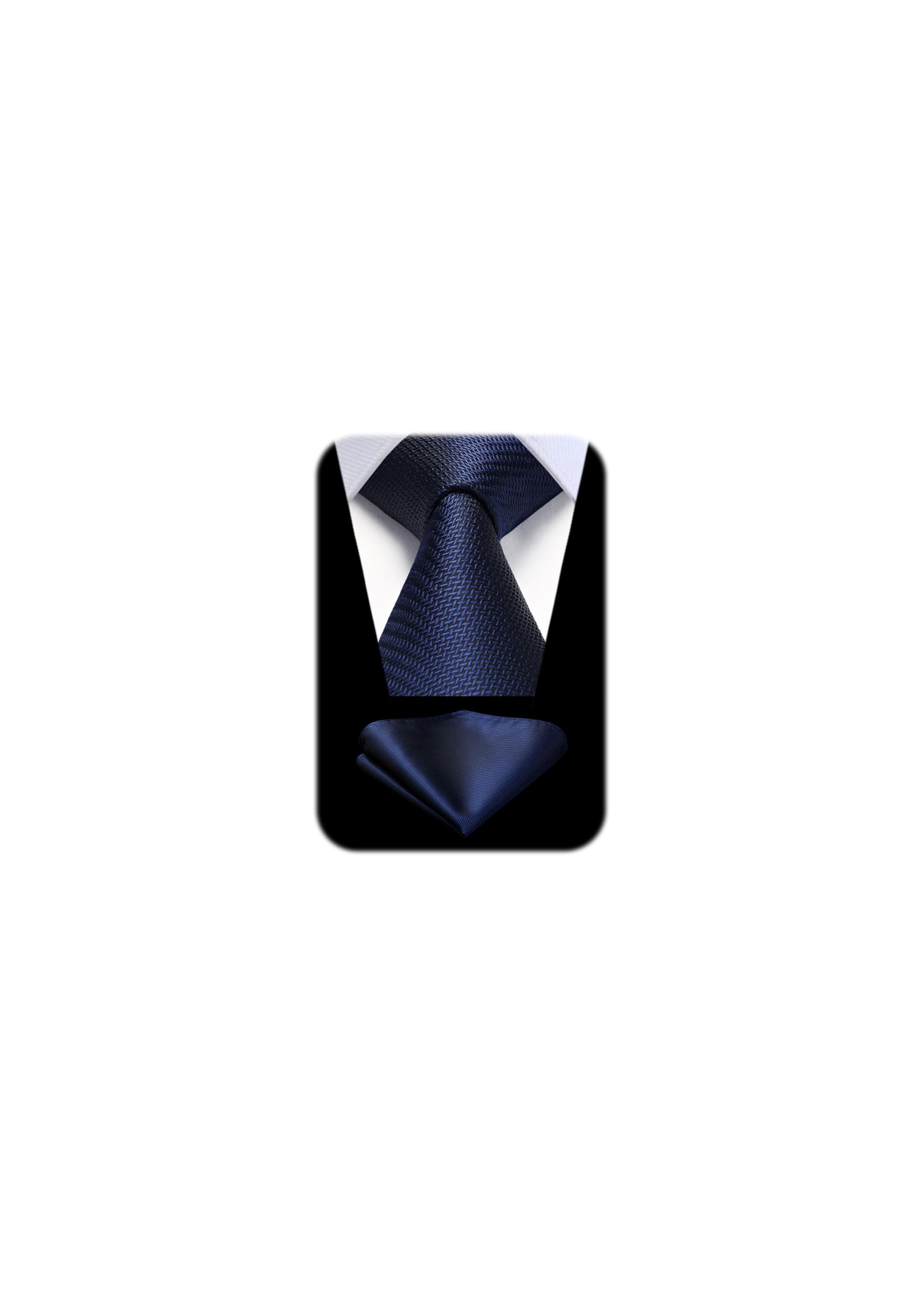 [HISDERN] Navy Tie and Pocket Square Set - Men s Formal Business Wear - Brand Name - Gentleman s Formal Wear - Washable - HC-03