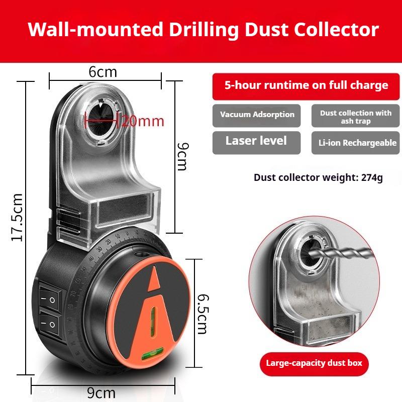 

Laser Drill Dust Collector Vacuum Wall Hanging Cleaning Tools Portable Hammer Drills Punching Tool Household Dust Collector