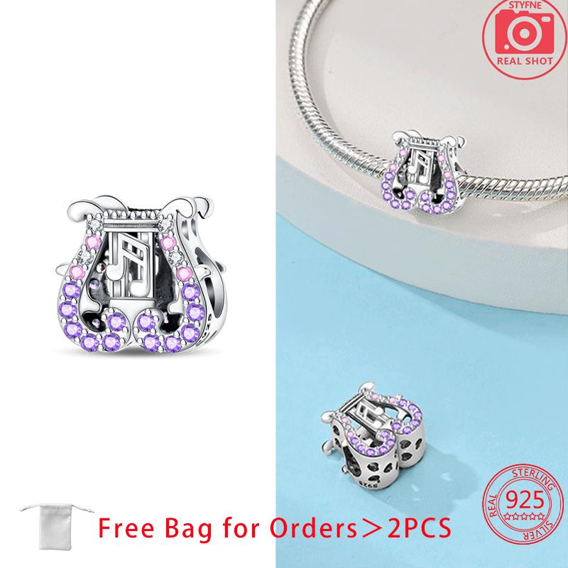 Music Series Guitar Earphone Note Tape Zircon Original Copper Charms Beads Pendant Fit Bracelet Women Diy Jewelry Gifts