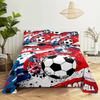 Ensemble de draps de lit de football Cartoon Imprimé numérique Polyester Drap plat et taie d'oreiller 2/3 pièces Literie pour garçons adolescents enfants