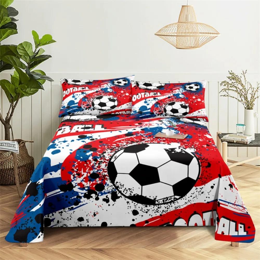 

Vibrant Lightweight Soccer Football Bed Cartoon Digital Print Polyester Flat and 2 3pcs for Boys Teens Child Quilt Comforter (quilt)-EU Single(135*200cm)3pcs