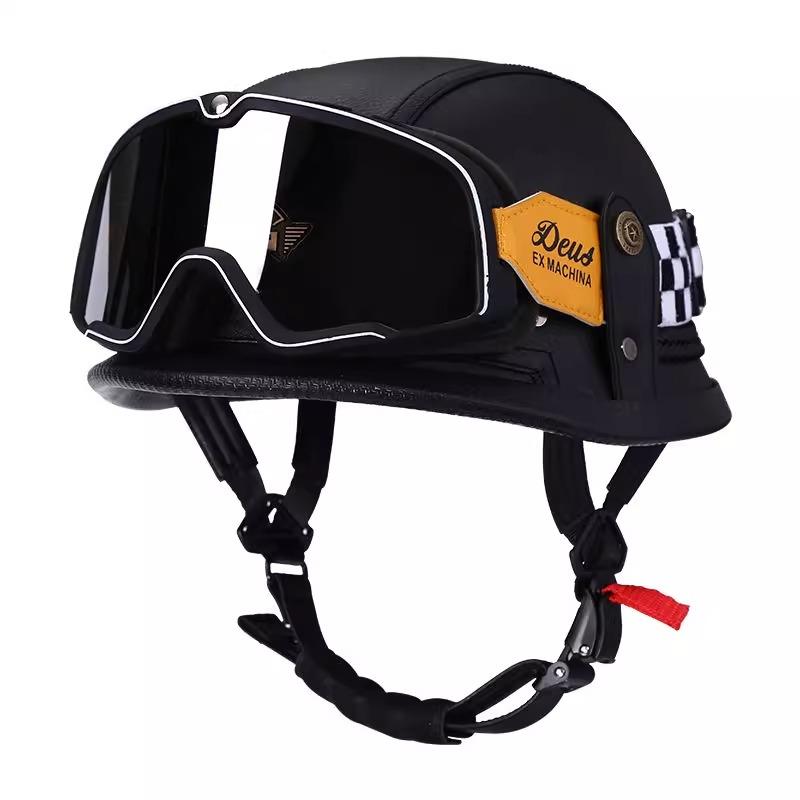 VGV Vintage Half Helmet Motorcycle Helmets Summer Cool Protective Glasses Man Women Boy Girl Light Cute Sunburn Protection