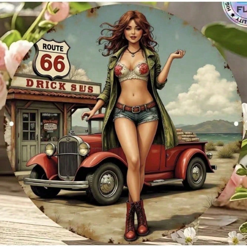 

Vintage Metal Tin Sign Route 66 Retro Americana Wall Decor for Garage Man Cave Bar різнокольоровий