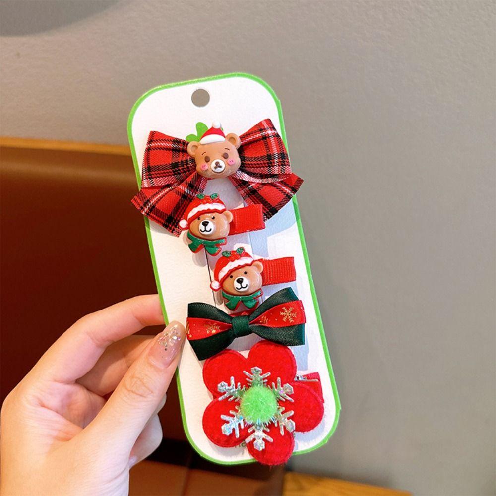 Resin Christmas Hair Clip Set 5PCS/Set Xmas Barrettes Sweet Christmas Hairpin  Hair Accessories