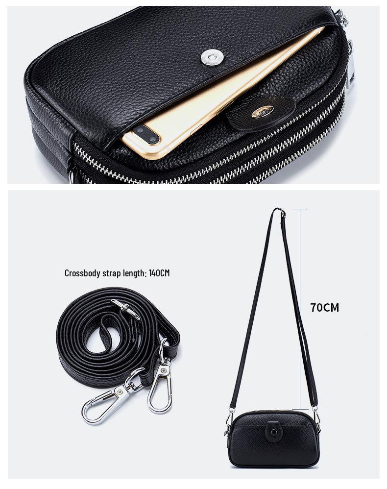 Women's Genuine Leather Mini Crossbody Bag - Large Capacity, Fashionable Phone & Mommy Bag