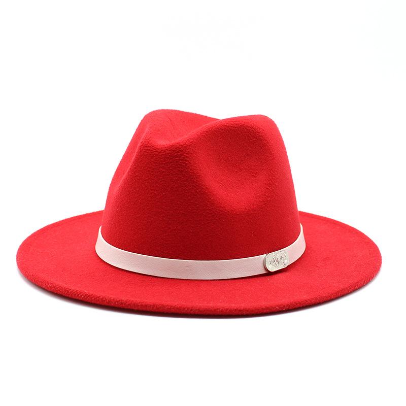 Top Hat British Classic Jazz Hat Wool Hat Big Eave Hat Versatile Flat Edge Hat Felt Hat