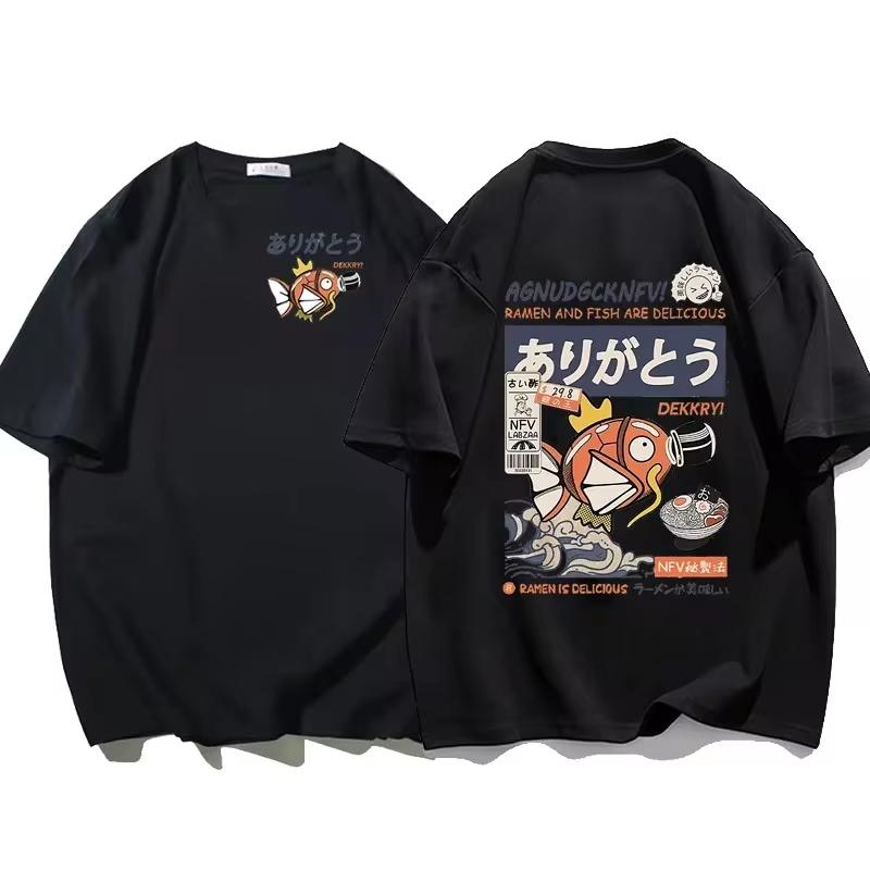 2025 Men T-shirts Intrage Japan Kanji Cartoon T-shirt Fun Graphics Kawaii Clothing Streetwear Peach Khaki Top Large Harajuku Top