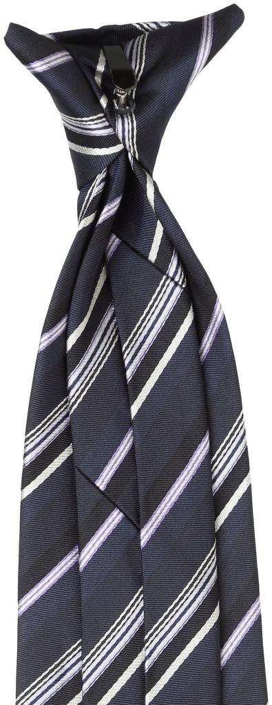 [KnotKnot] One-touch necktie 018493-20000-2919 01 Navy base, yellow, purple, and white stripes FREE